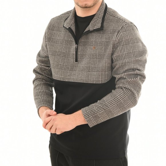 ALBERTO Glen Plaid Qtr Zip Pullover - Picture 2 of 6